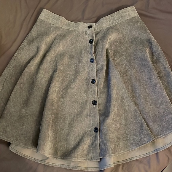 Corduroy grey knit A-line skirt with buttons. - Picture 1 of 1